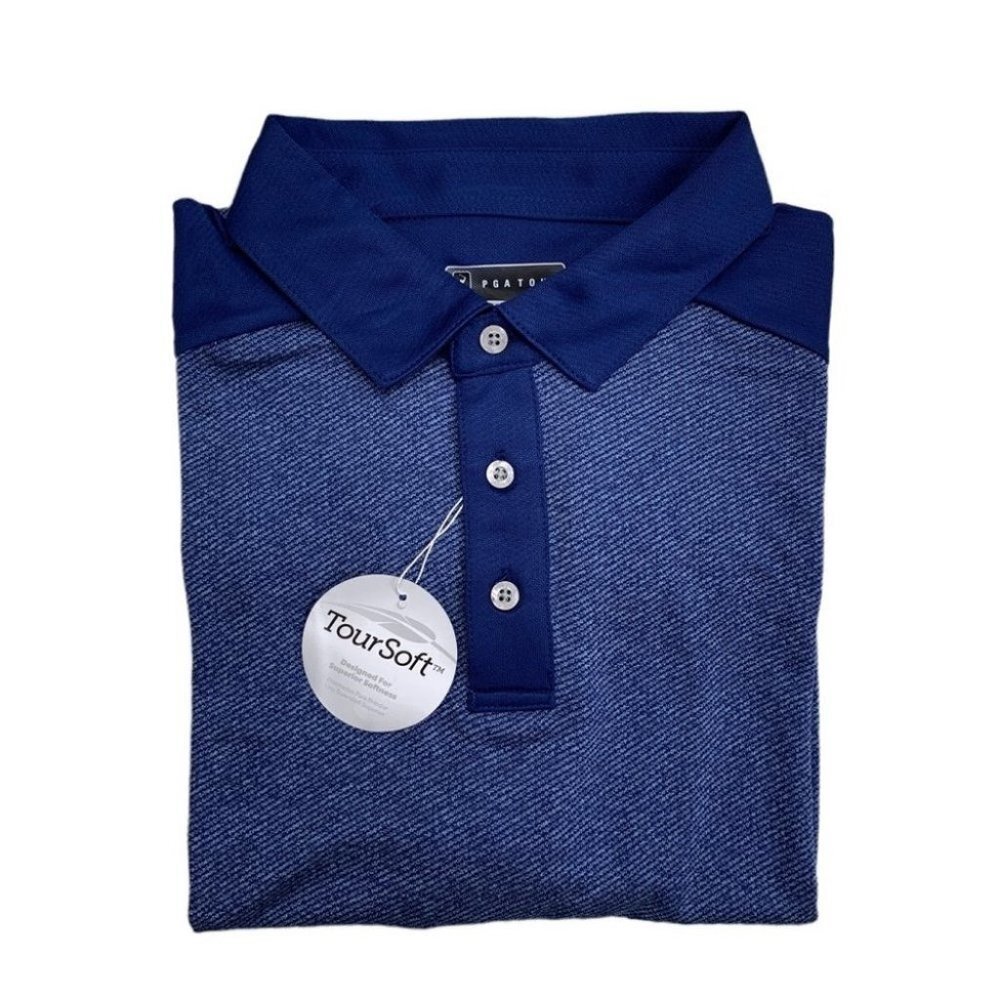 Pga Tour Mens Blocked Polo Size XL Olympian Blue